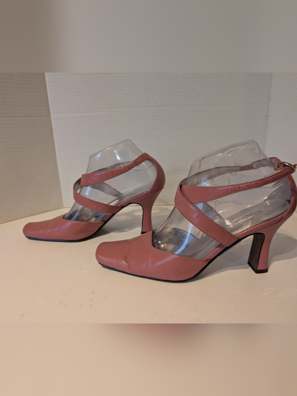 BELLINI PINK LEATHER Square Toe Slingback Heels Sz. 7 1/2